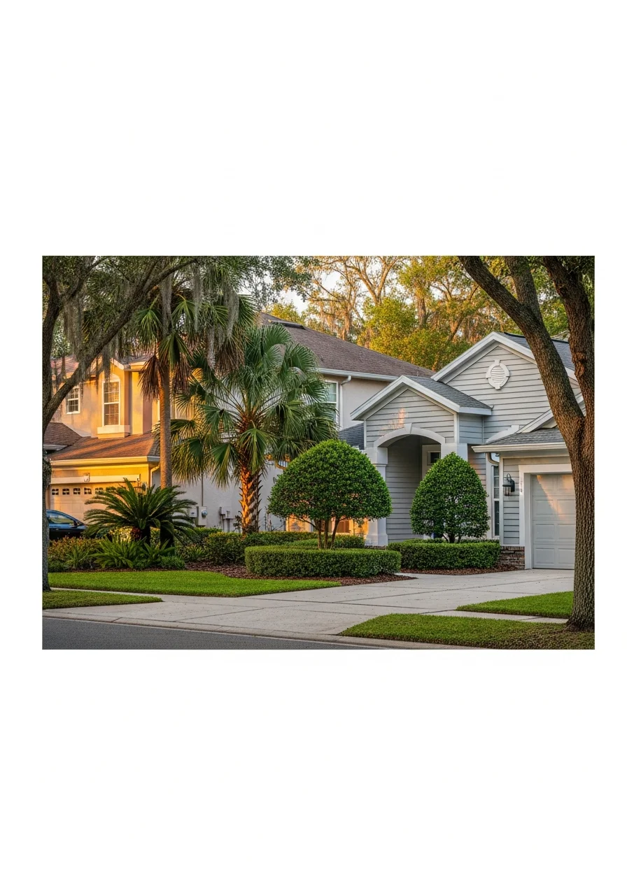 Close-up of an Orlando home exterior displaying quality finishes and well-maintained grounds.